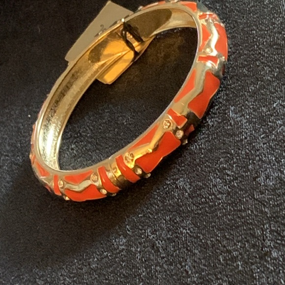 Sequin Jewelry - Sequin Orange Enamel and Crystal Hinged Bangle